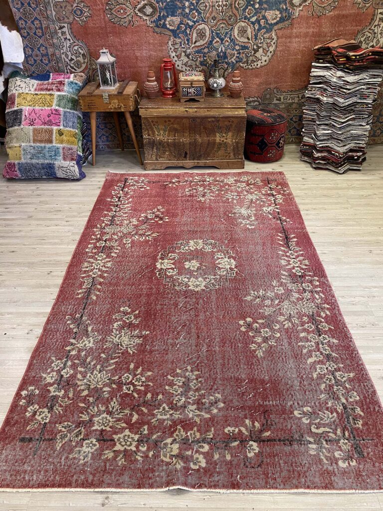 Enchanting Wool Weave Distressed Vintage Rug, Handmade rug, wool wool/weave, size 156 × 259 cm, from Demirci, SKU 10241