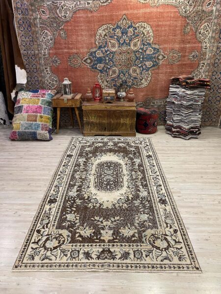 Legendary Lace-Weave Distressed Vintage Rug, vintage rug, Handmade, hand-knotted silk, size 133 × 247 cm, from Kayseri