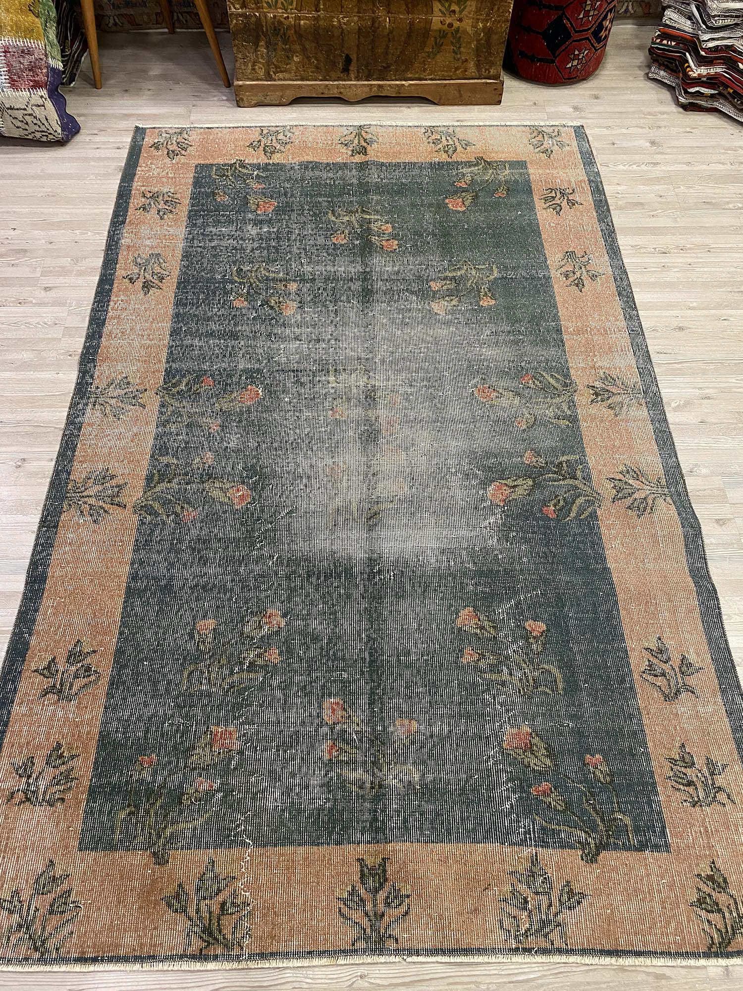 Ottoman Distressed Vintage Rug — detail view 2, handmade vintage rug
