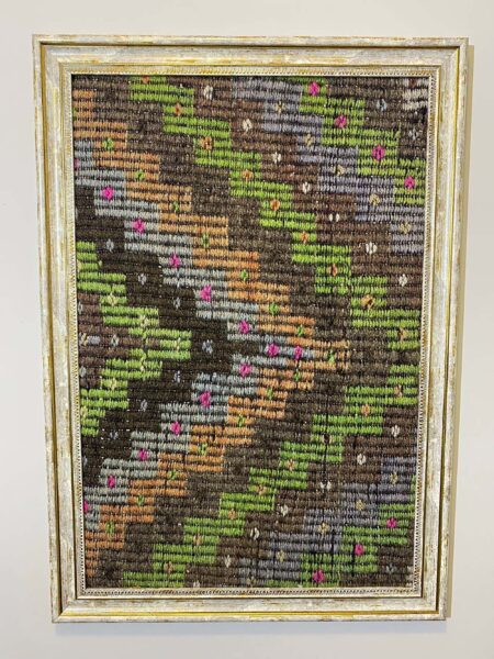 Historic Touch Wool Art Panel, Vintage rug, wool, cotton & silk wool/weave, size 50 × 70 cm, from Gaziantep, SKU T017
