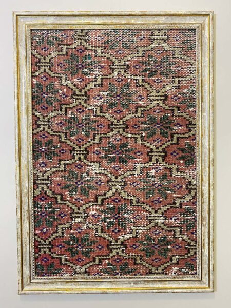 Historical Touch Wool Art Panel, Paintings rug, wool & silk wool/weave, size 50 × 70 cm, from Yahyalı, SKU T027