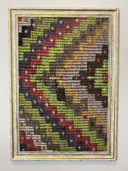"Soft Traces of Time" Painting, vintage rug, Vintage, hand-knotted silk, size 50 × 70 cm, from Ladik