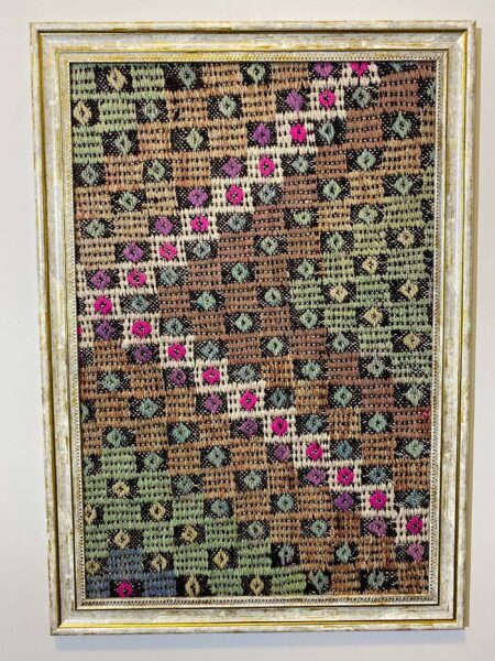 Historical Touch Wool Art Panel, Vintage rug, wool, cotton & silk wool/weave, size 50 × 70 cm, from Yahyalı, SKU T045