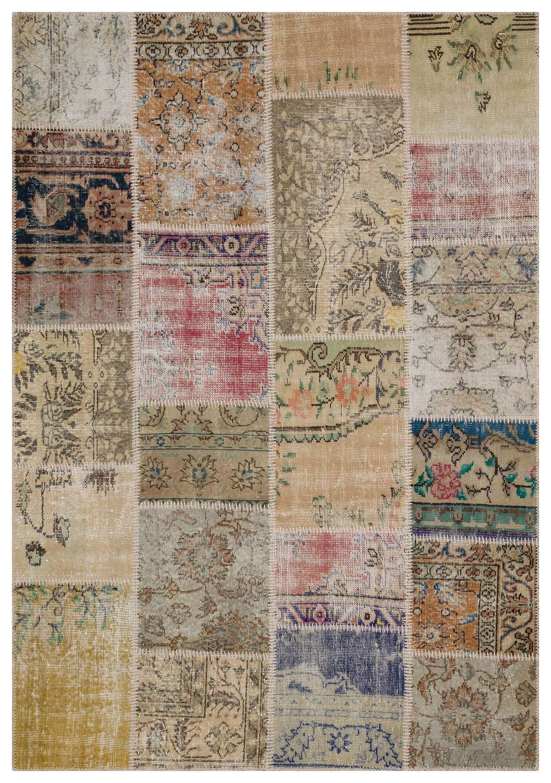 Handwoven Patchwork Design Rug — detail view 2, handmade vintage rug