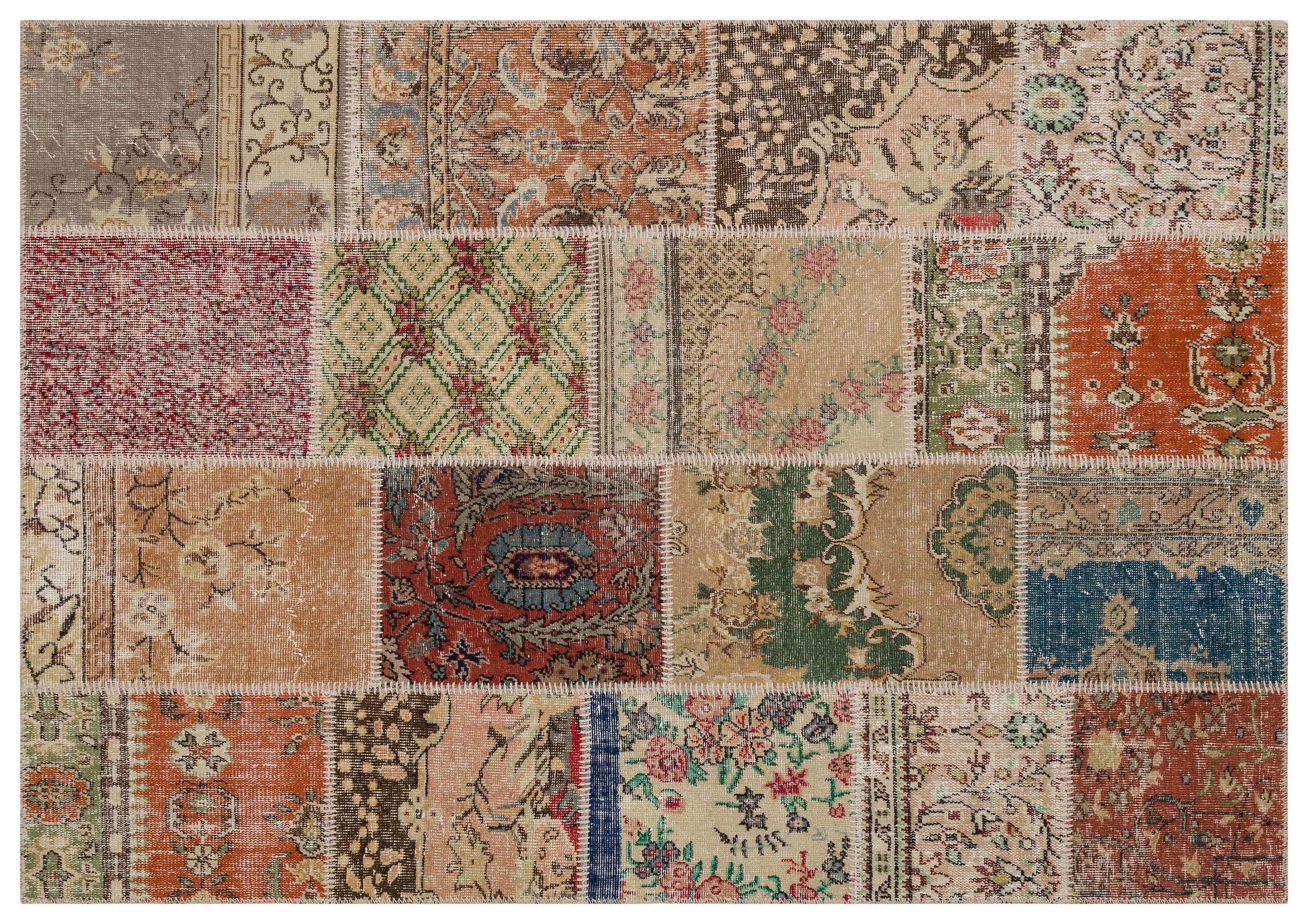 Handwoven Patchwork Rug Dye-Dyed — detail view 3, handmade vintage rug