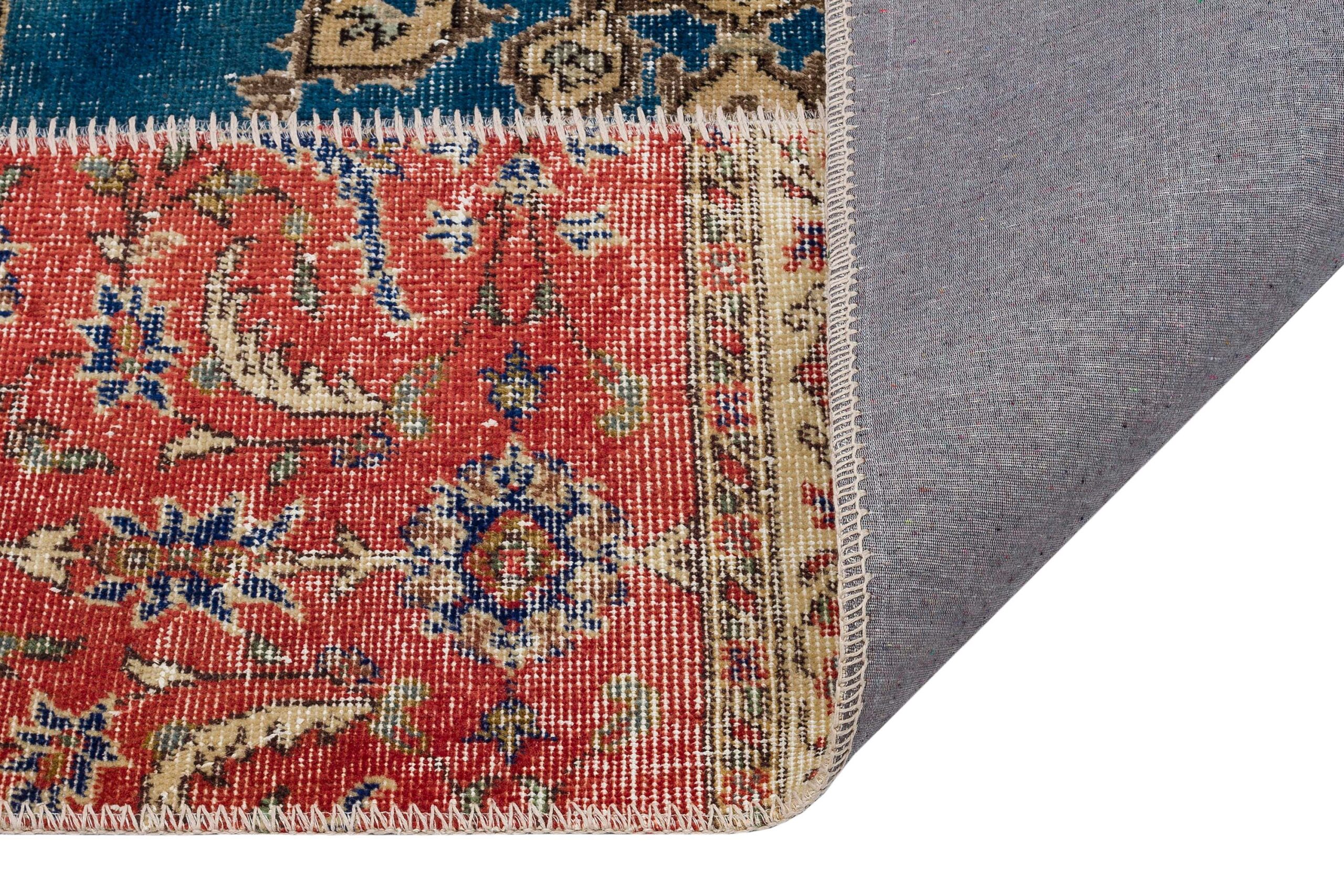 Hand-Woven Patchwork Rug — detail view 3, handmade vintage rug