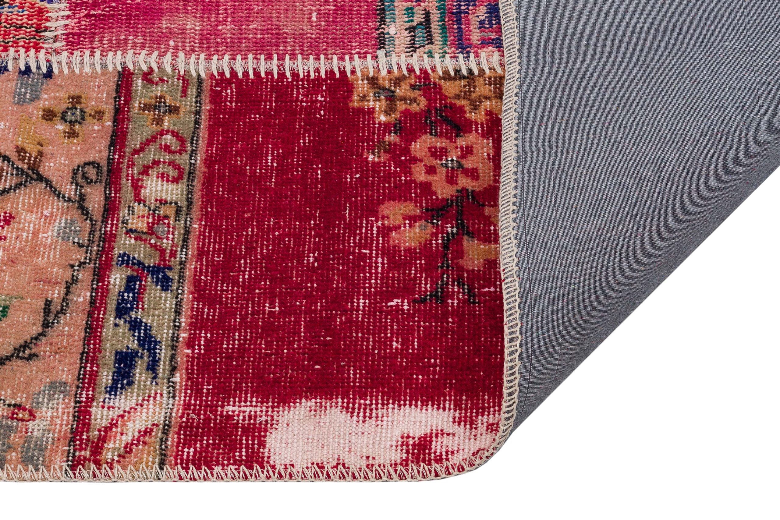 Unique Handwoven Rug with a Patchwork Pattern — detail view 3, handmade vintage rug