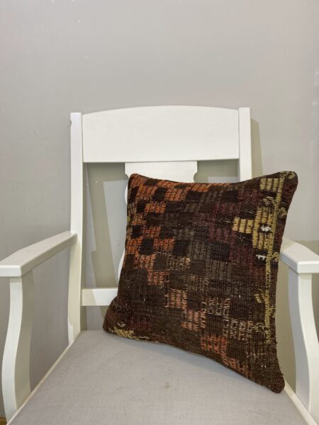 Hand-Woven Pillowcase, vintage rug, Kilim, hand-knotted wool & cotton, size 45 × 45 cm, from Bursa