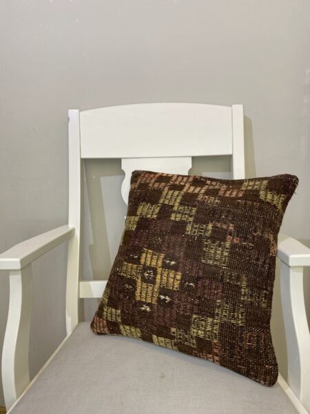 Hand-Woven Pillowcase, vintage rug, Kilim, hand-knotted silk, size 45 × 45 cm, from Manisa