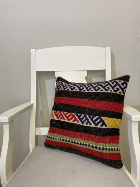 Hand-Woven Pillowcase, vintage rug, Kilim, hand-knotted cotton, size 45 × 45 cm, from Anatolia