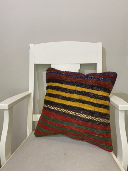 Hand-Woven Pillowcase, vintage rug, Kilim, hand-knotted wool & silk, size 45 × 45 cm, from Yahyalı