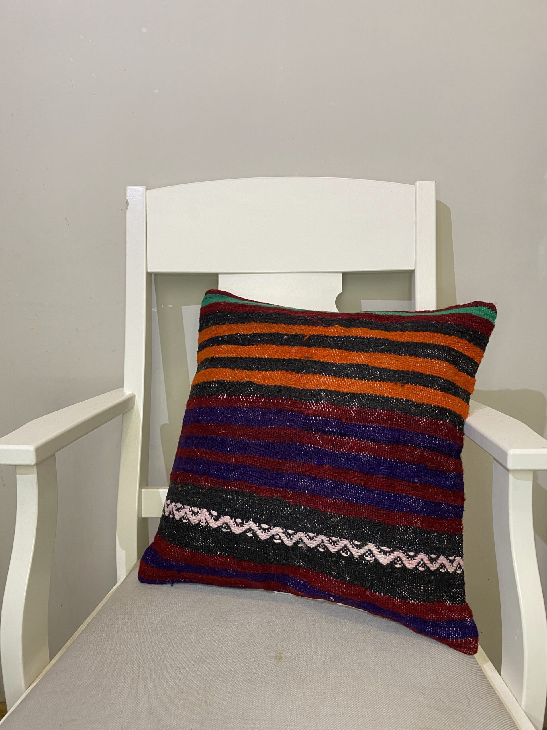 Hand-Woven Pillowcase — detail view 2, kilim vintage rug