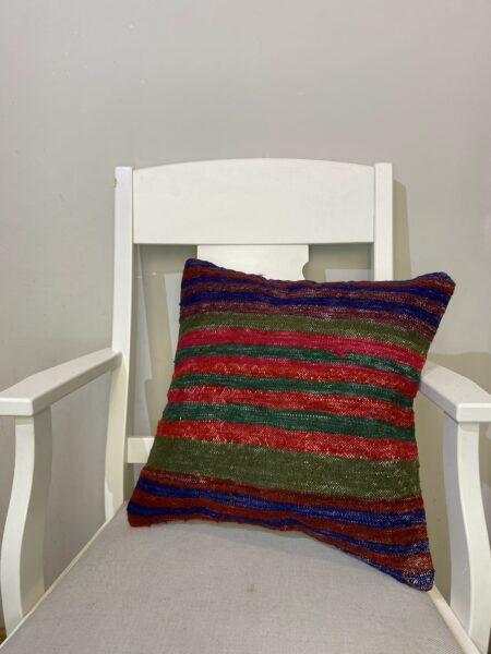 Handwoven Pillowcase, vintage rug, Kilim, hand-knotted silk, size 45 × 45 cm, from Anatolia