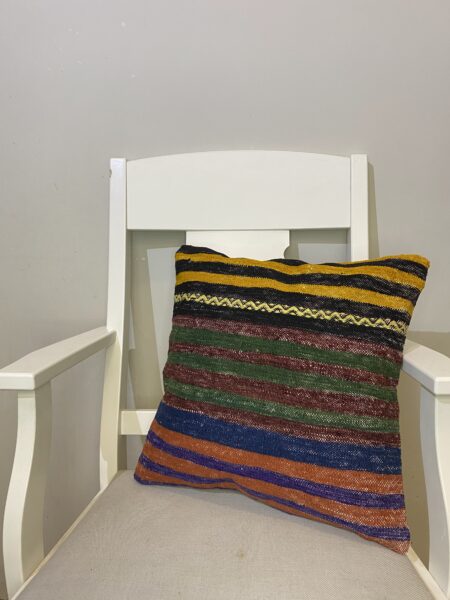 Hand-Woven Pillowcase, vintage rug, Kilim, hand-knotted silk, size 45 × 45 cm, from Cappadocia