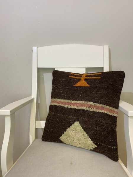 Hand-Woven Pillowcase, vintage rug, Kilim, hand-knotted wool, size 45 × 45 cm, from Antalya