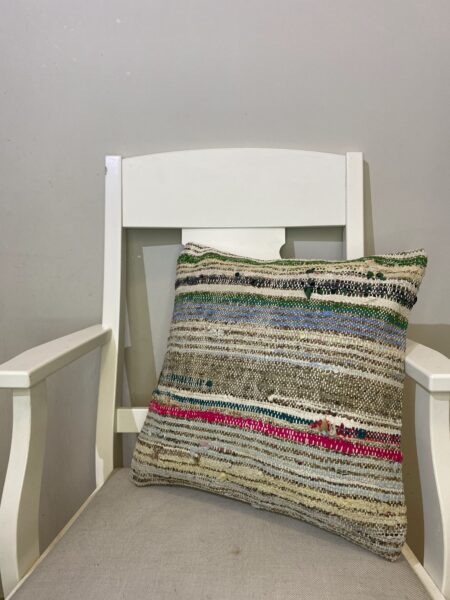 Handwoven Pillowcase, vintage rug, Kilim, hand-knotted silk, size 45 × 45 cm, from Bursa
