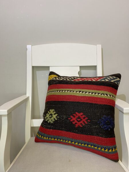 Handwoven Pillowcase, vintage rug, Kilim, hand-knotted cotton, size 45 × 45 cm, from Bursa