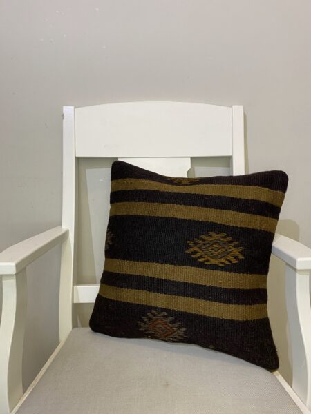 Hand-Woven Pillowcase, vintage rug, Kilim, hand-knotted wool, size 45 × 45 cm, from Milas