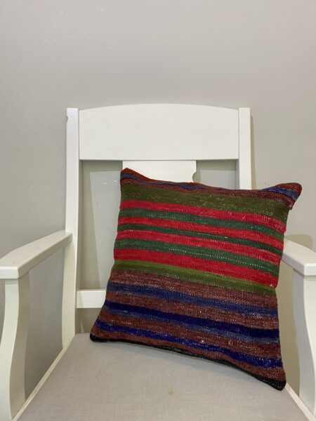 Handwoven Pillowcase, vintage rug, Kilim, hand-knotted wool & silk, size 45 × 45 cm, from Kayseri