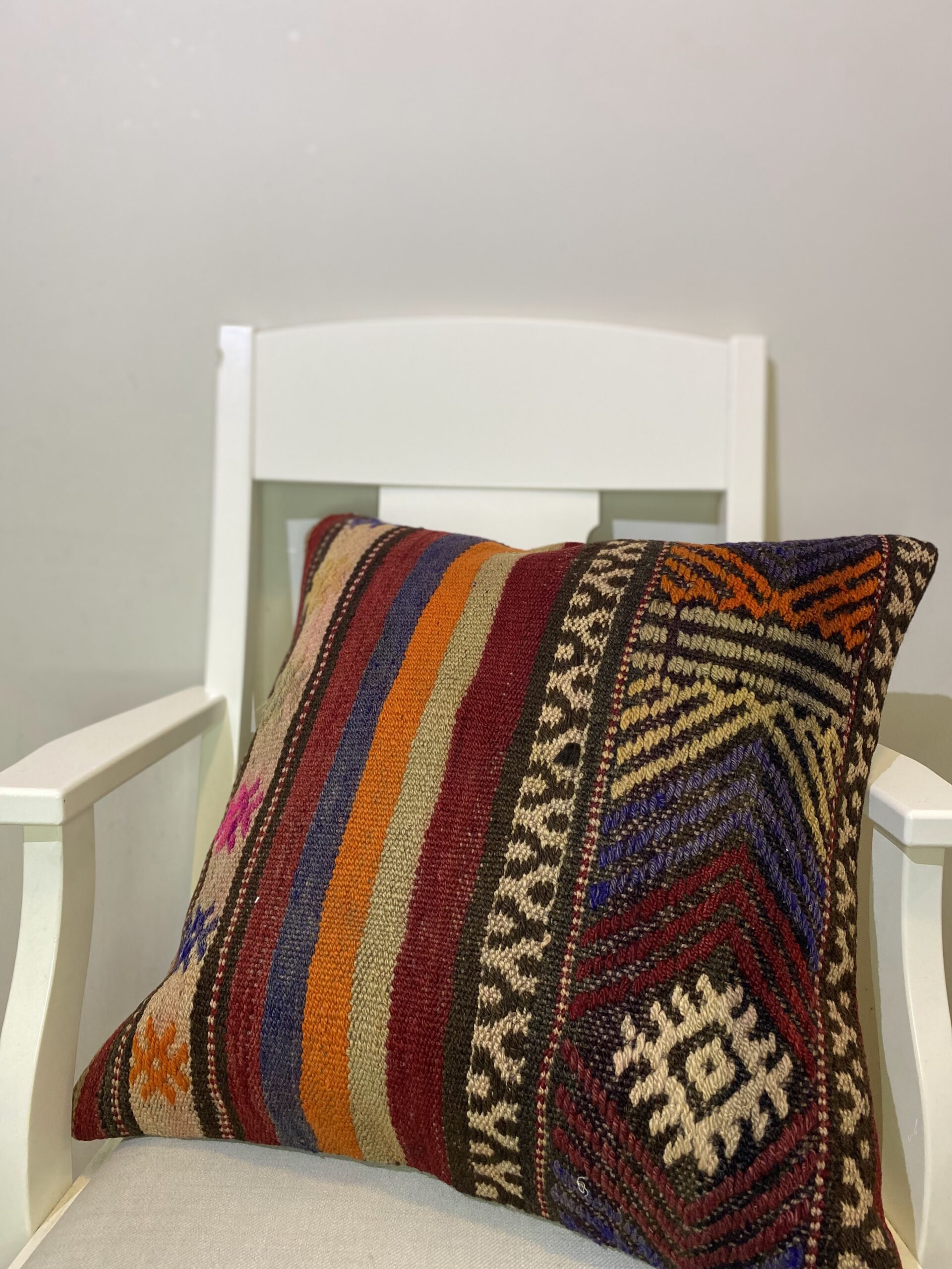 Hand-Woven Patchwork Pillowcase — detail view 3, kilim vintage rug
