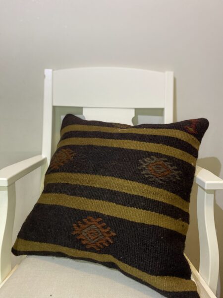 Handwoven Pillowcase, vintage rug, Kilim, hand-knotted wool & cotton, size 50 × 50 cm, from Hereke