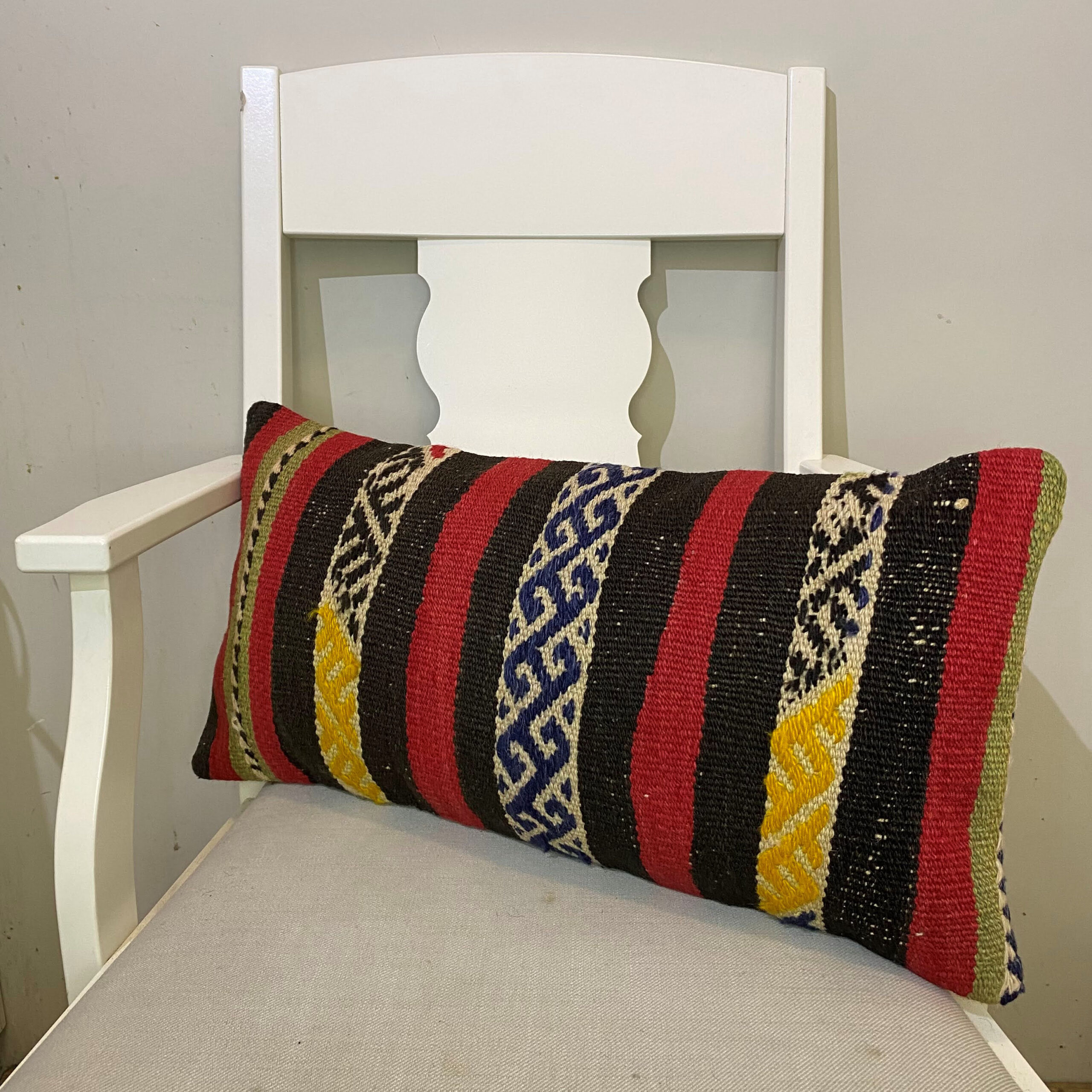 Hand-Woven Patchwork Pillowcase — detail view 3, kilim vintage rug
