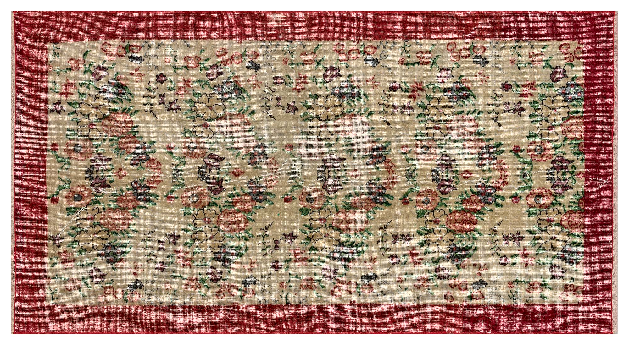 Unique Vintage Distressed Rug — detail view 3, handmade vintage rug
