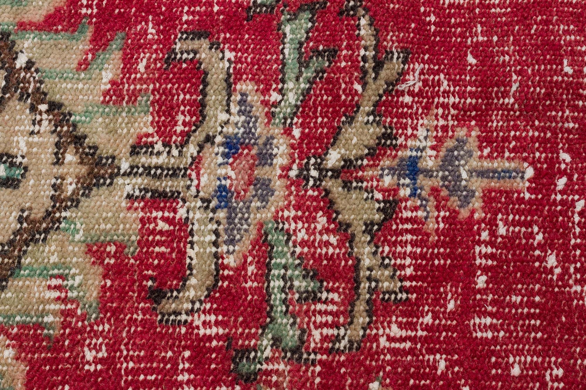 Vintage Hand-Woven Distressed Rug — detail view 5, handmade vintage rug