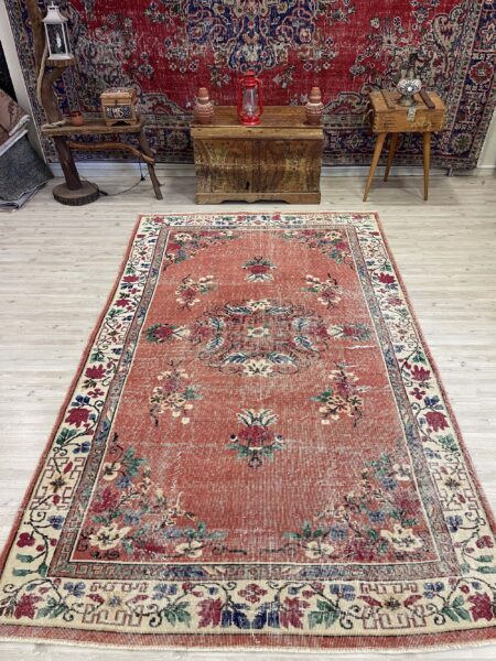 Handwoven Vintage Rug, vintage rug, Handmade, hand-knotted cotton, size 168 × 272 cm, from Kayseri