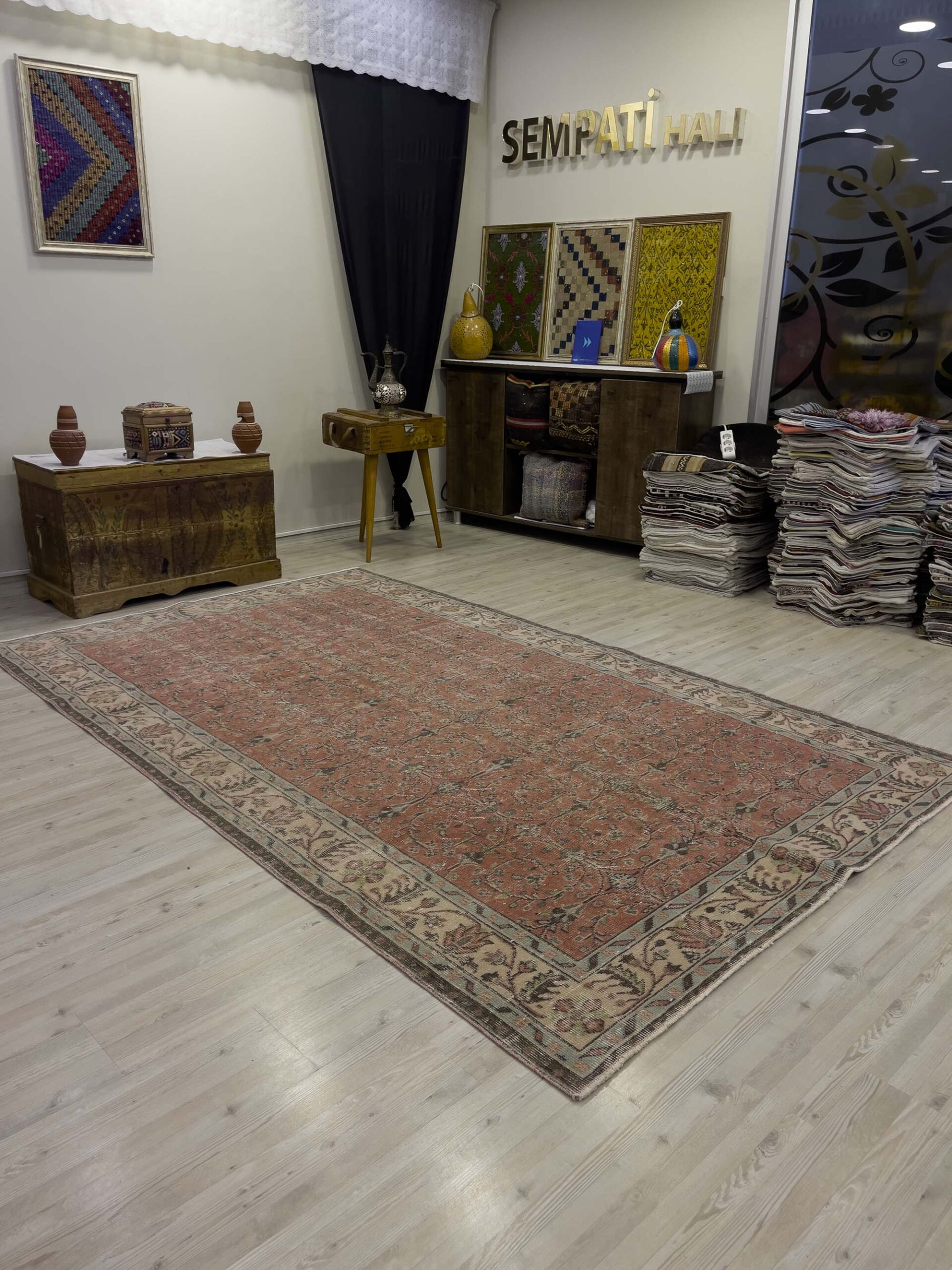 Distressed Handwoven Vintage Rug — detail view 5, handmade vintage rug