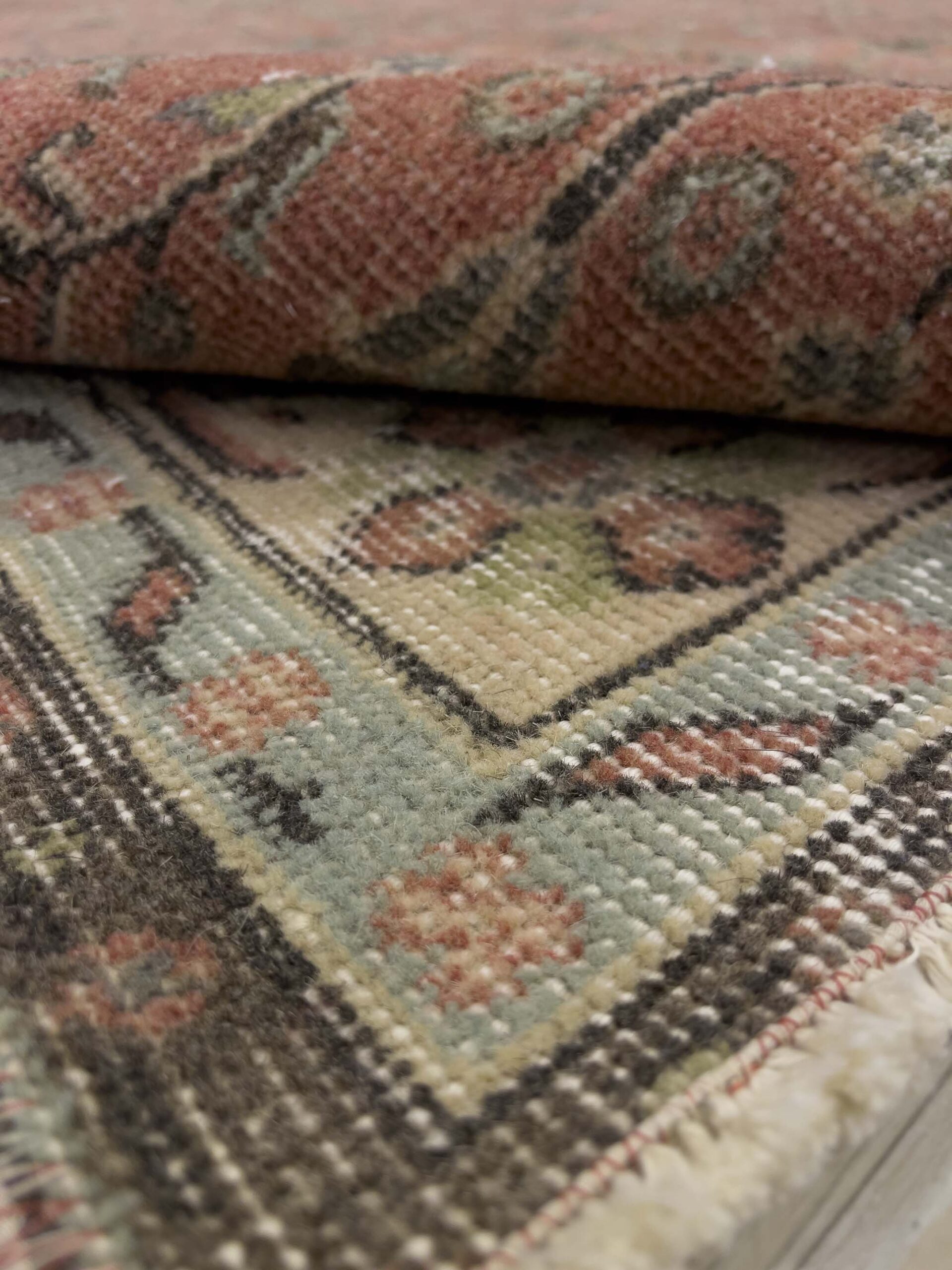 Distressed Handwoven Vintage Rug — detail view 3, handmade vintage rug