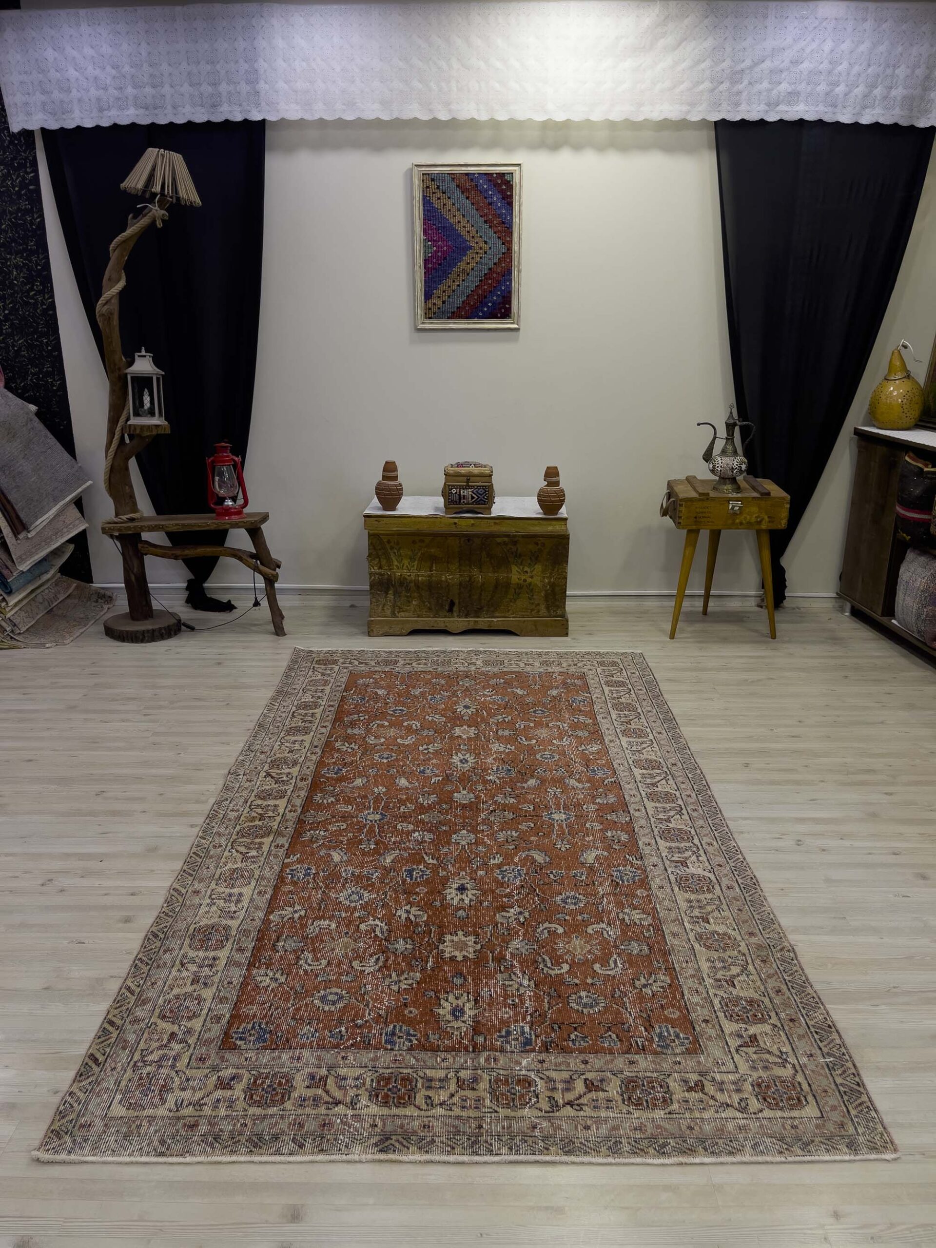 Vintage Eskitme El Dokuması Halı 149x258 cm 10454 - Görsel 7