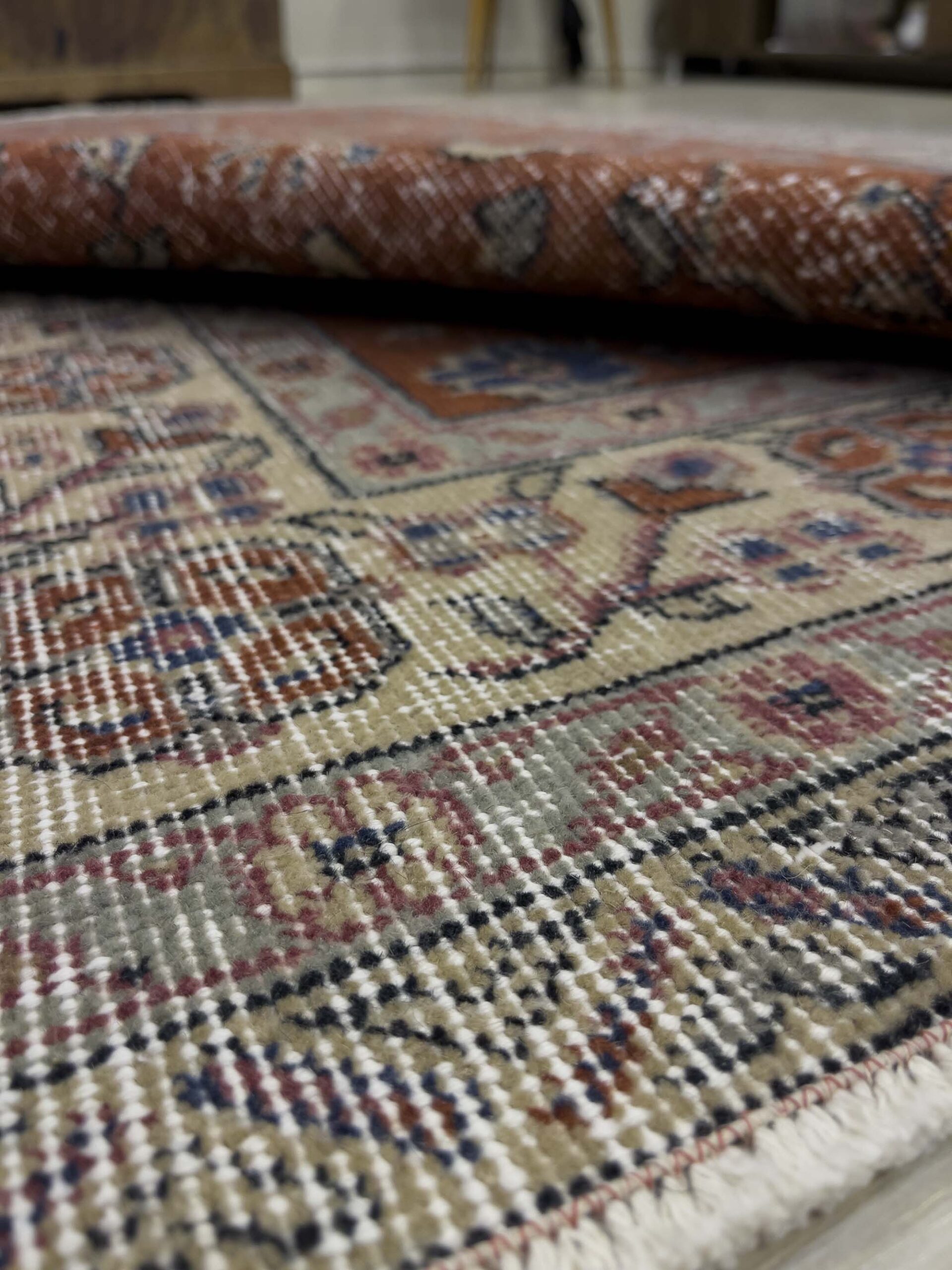 Vintage Distressed Hand-Woven Rug — detail view 3, handmade vintage rug