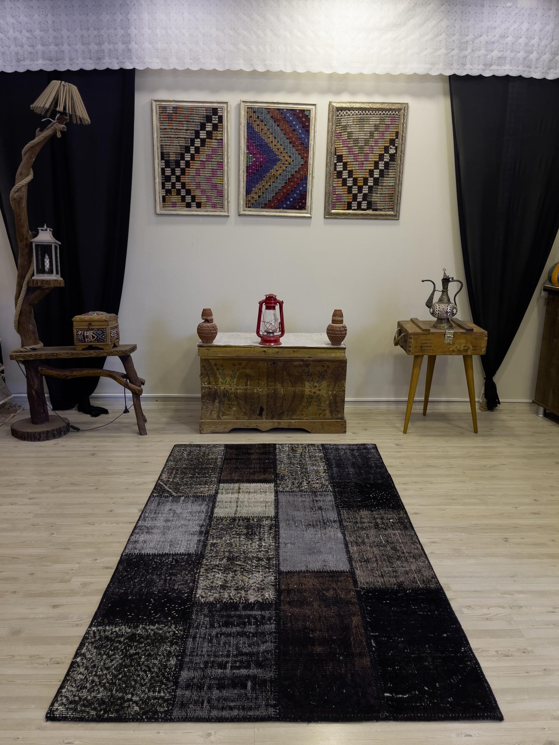 A Unique and Beautiful Handmade Patchwork Rug — detail view 3, handmade vintage rug