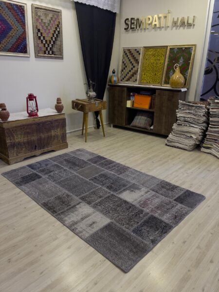 Unique Handwoven Patchwork Rug, vintage rug, Handmade, hand-knotted wool & cotton, size 120 × 190 cm, from Hereke