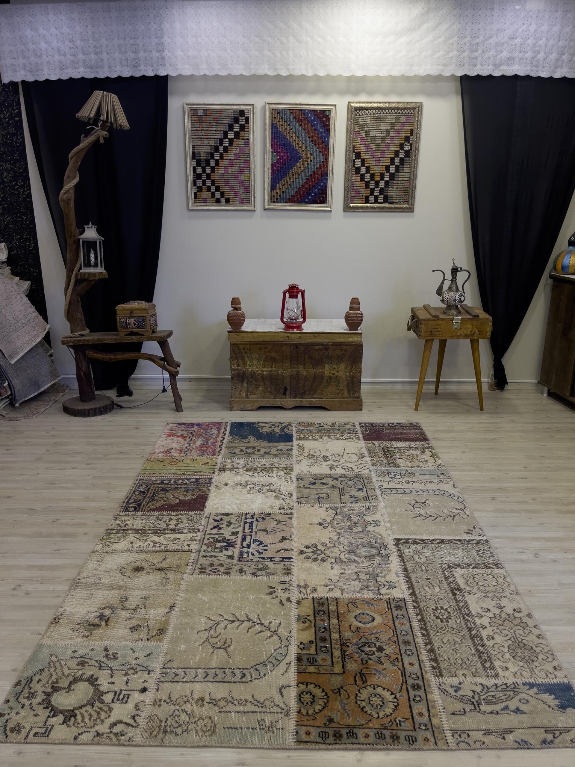 Unique Classic-Style Custom Patchwork Rug — detail view 3, handmade vintage rug