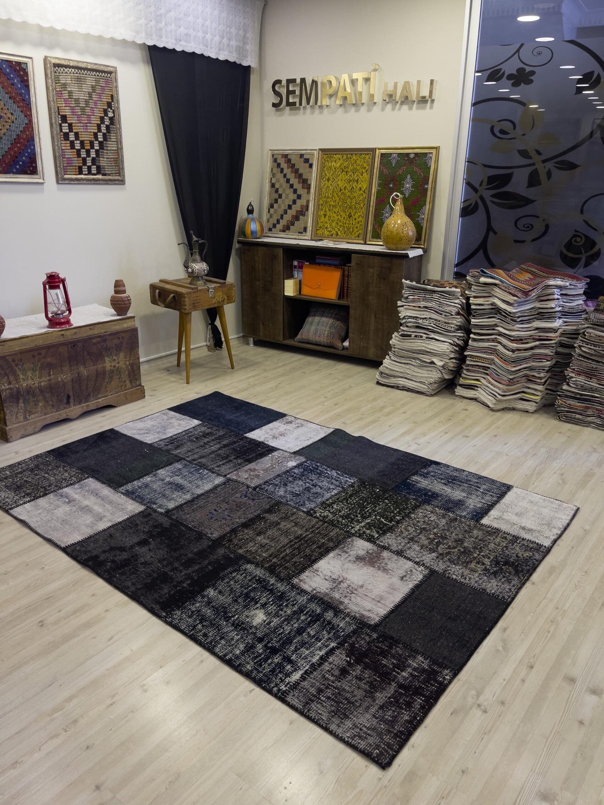 A Unique and Beautiful Handmade Patchwork Rug — detail view 3, handmade vintage rug