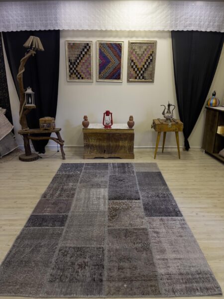 Handmade Patchwork Rug, vintage rug, Handmade, hand-knotted cotton, size 160 × 244 cm, from Sivas