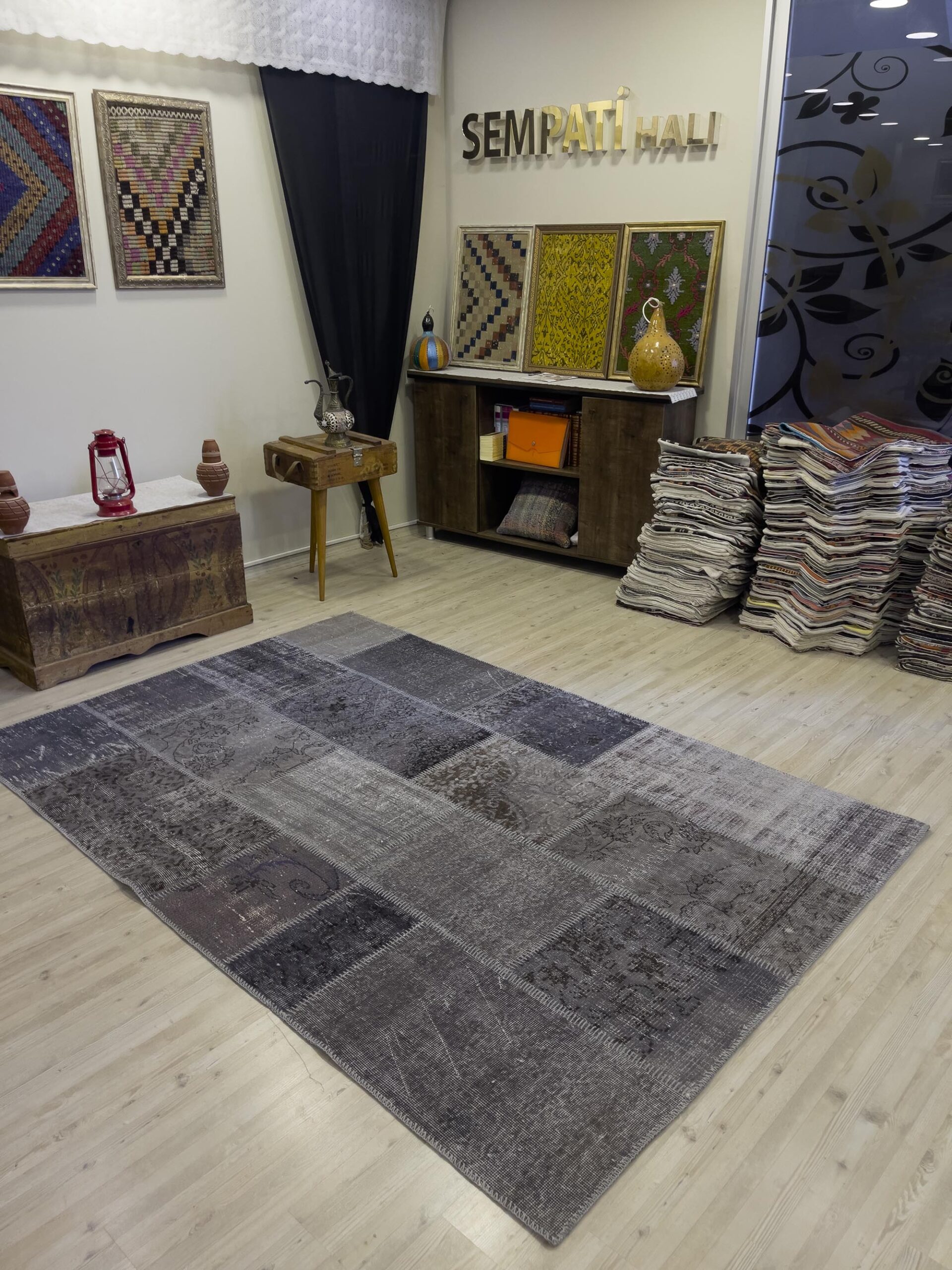 Handmade Patchwork Rug — detail view 3, handmade vintage rug