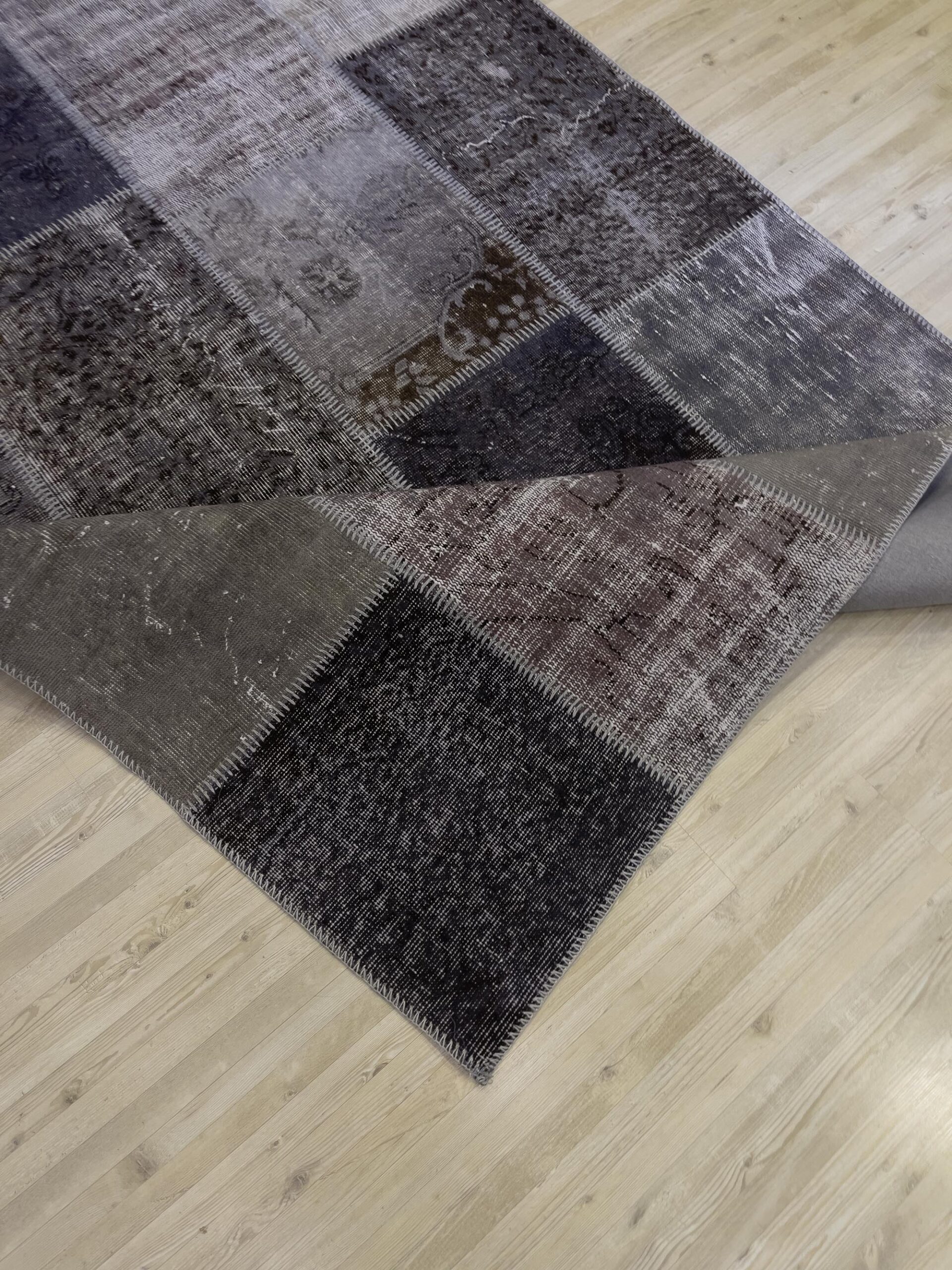 A Unique and Beautiful Handmade Patchwork Rug — detail view 3, handmade vintage rug