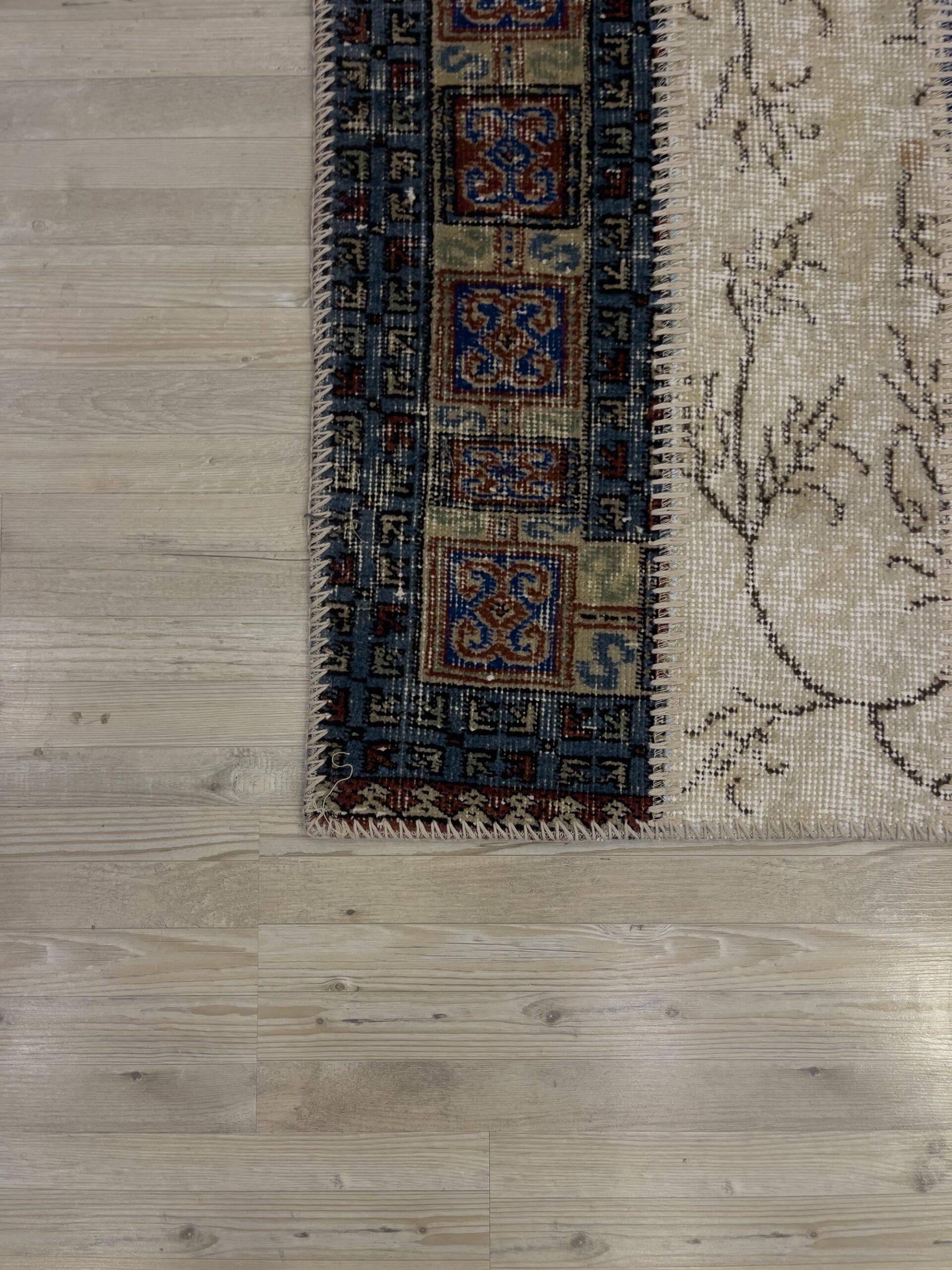 Modern, One-of-a-Kind Custom Patchwork Rug — detail view 4, handmade vintage rug