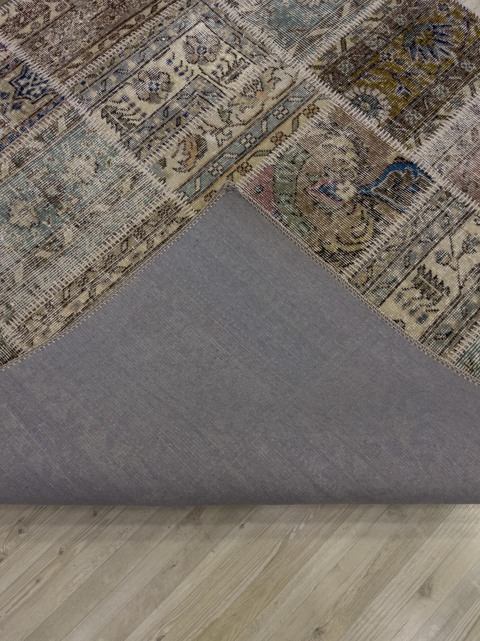 Modern, One-of-a-Kind Custom Patchwork Rug — detail view 4, handmade vintage rug