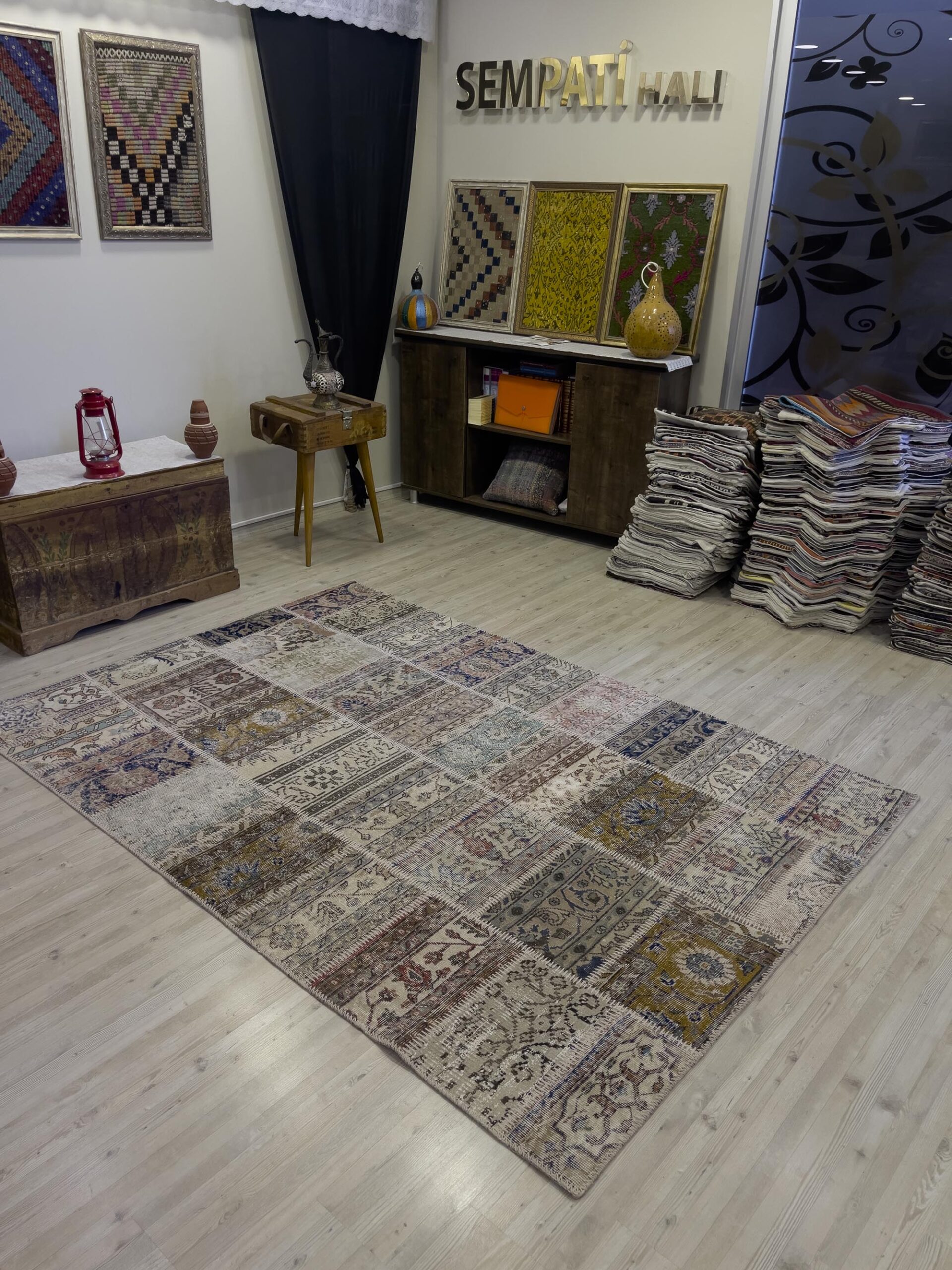 Handmade Patchwork Rug — detail view 5, handmade vintage rug