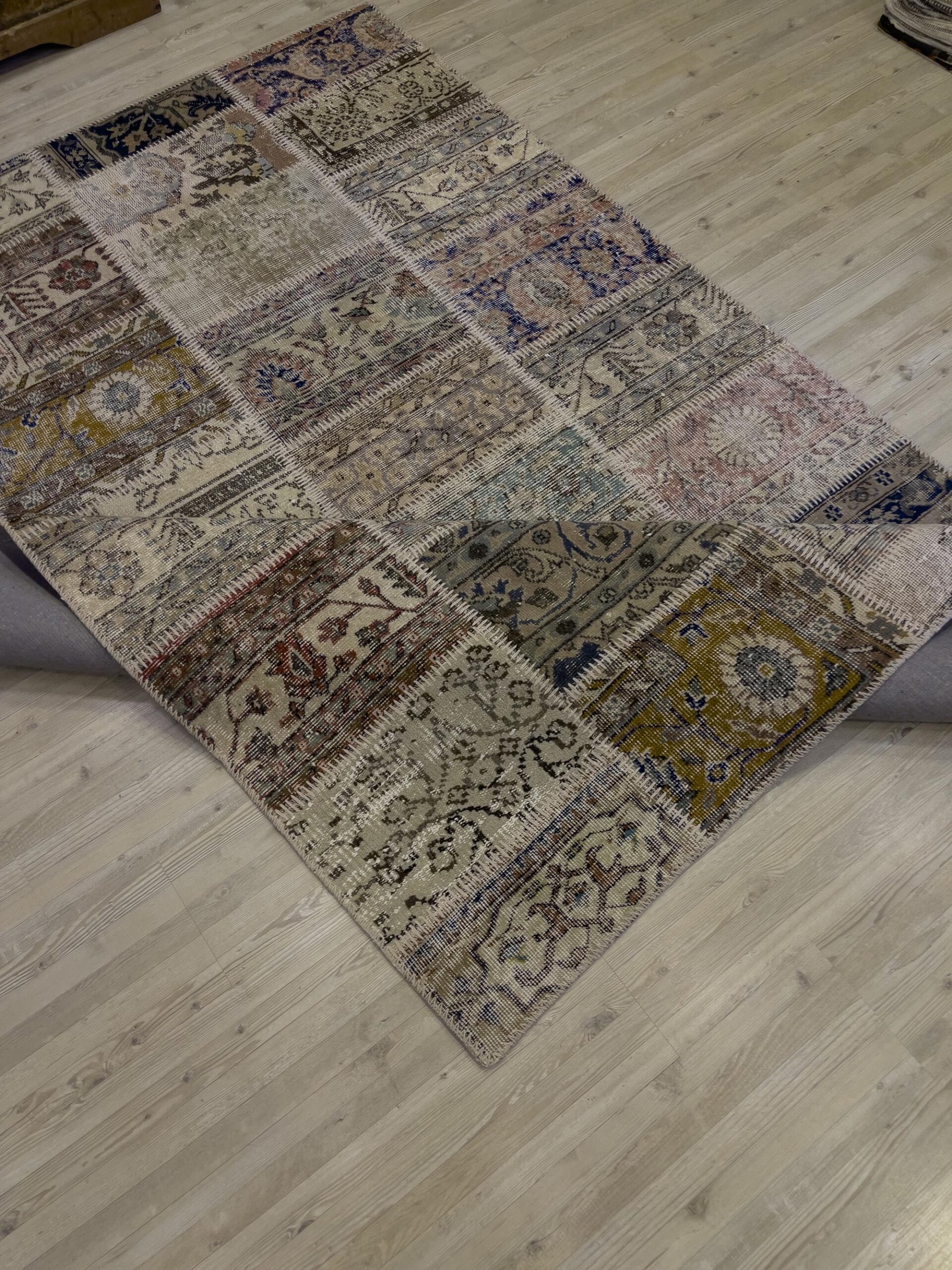 Handmade Patchwork Rug — detail view 2, handmade vintage rug