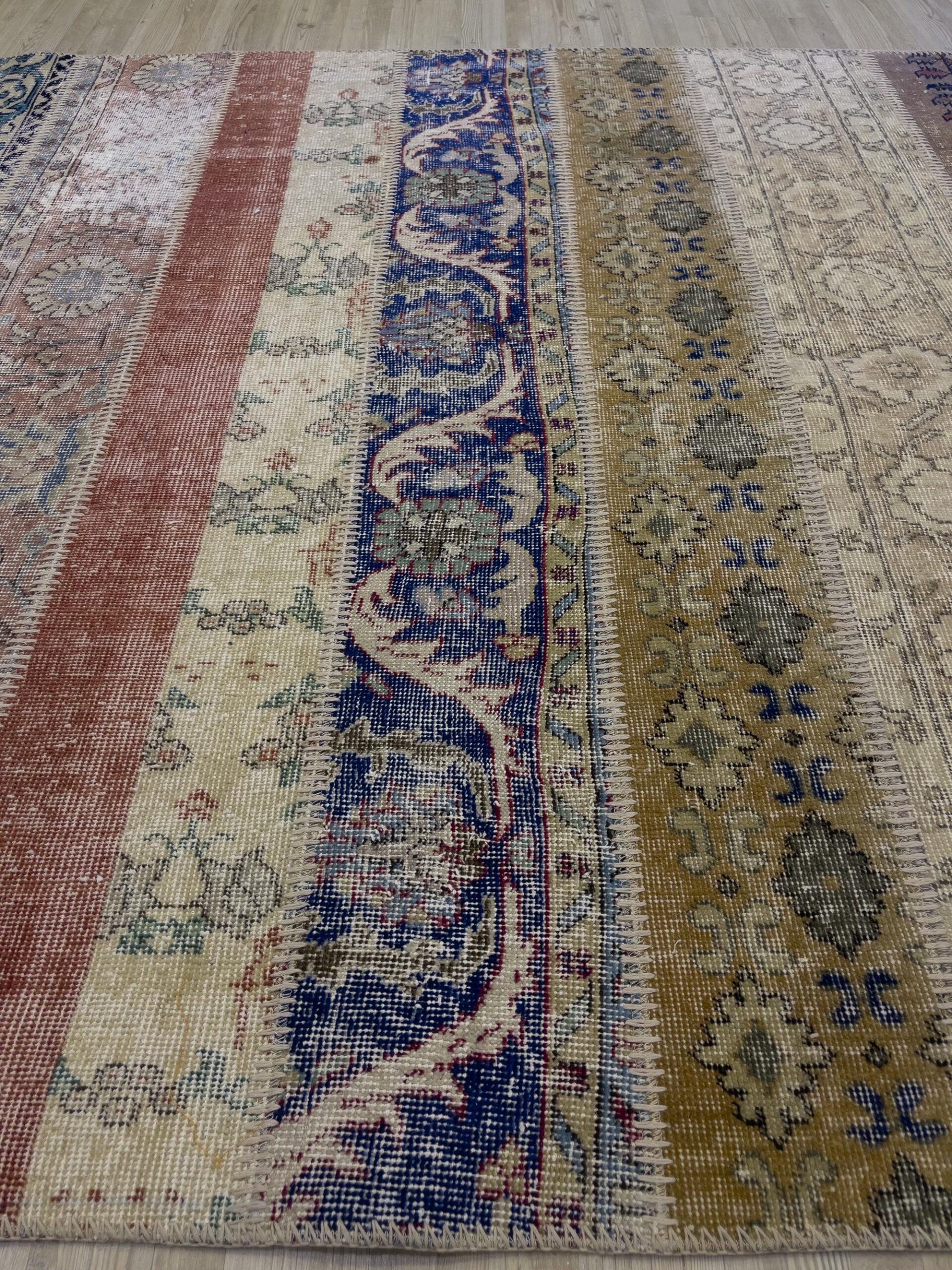 Unique Handwoven Patchwork Rug — detail view 2, handmade vintage rug