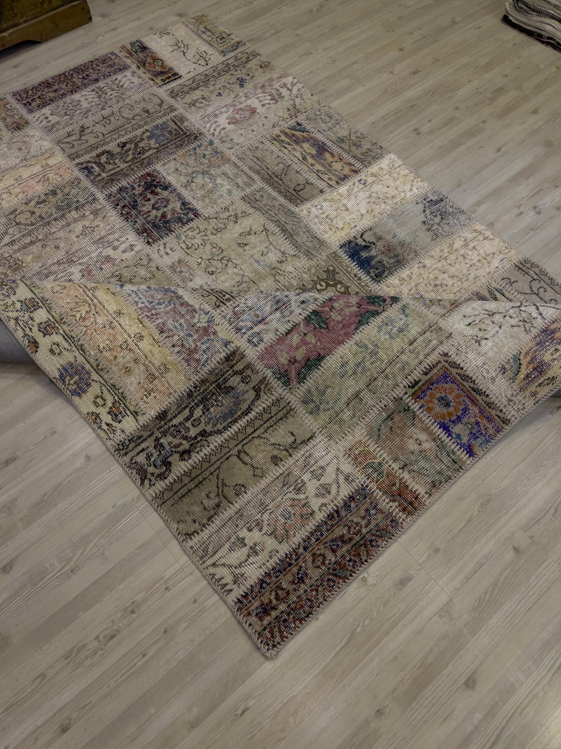 Handmade Patchwork Elegant Design Rug — detail view 2, handmade vintage rug