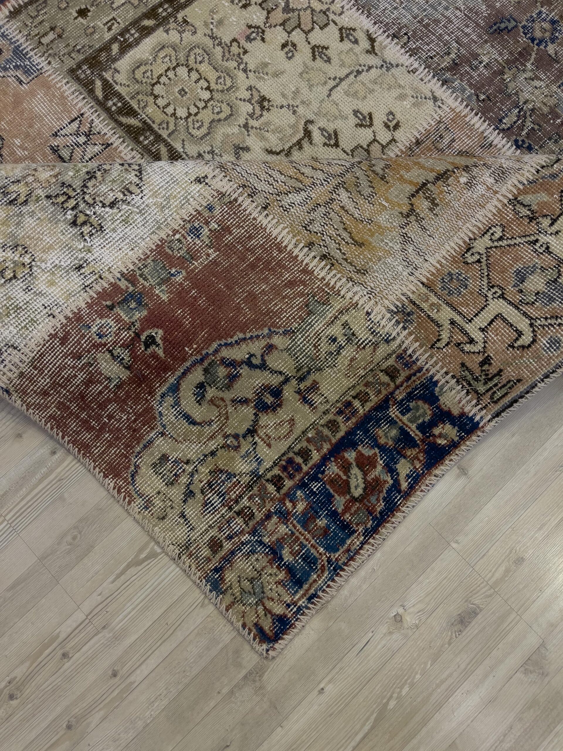 Unique Classic-Style Handmade Patchwork Rug — detail view 2, handmade vintage rug