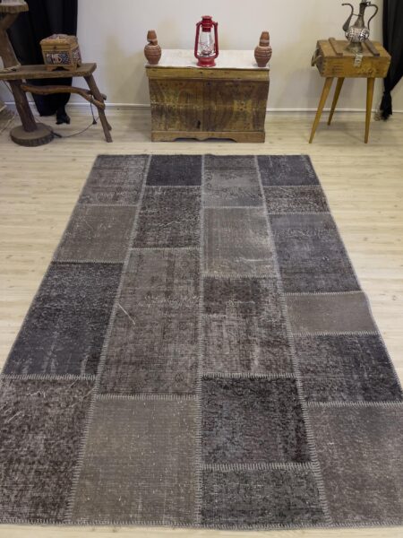 Handmade Patchwork Elegant Design Rug, vintage rug, Handmade, hand-knotted silk, size 162 × 249 cm, from Sivas