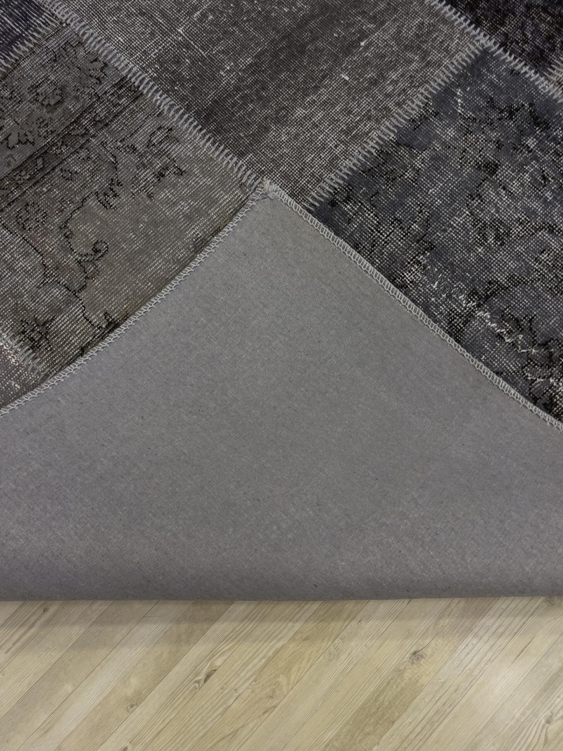 Hand-Woven Distressed Special Patchwork Rug — detail view 3, handmade vintage rug