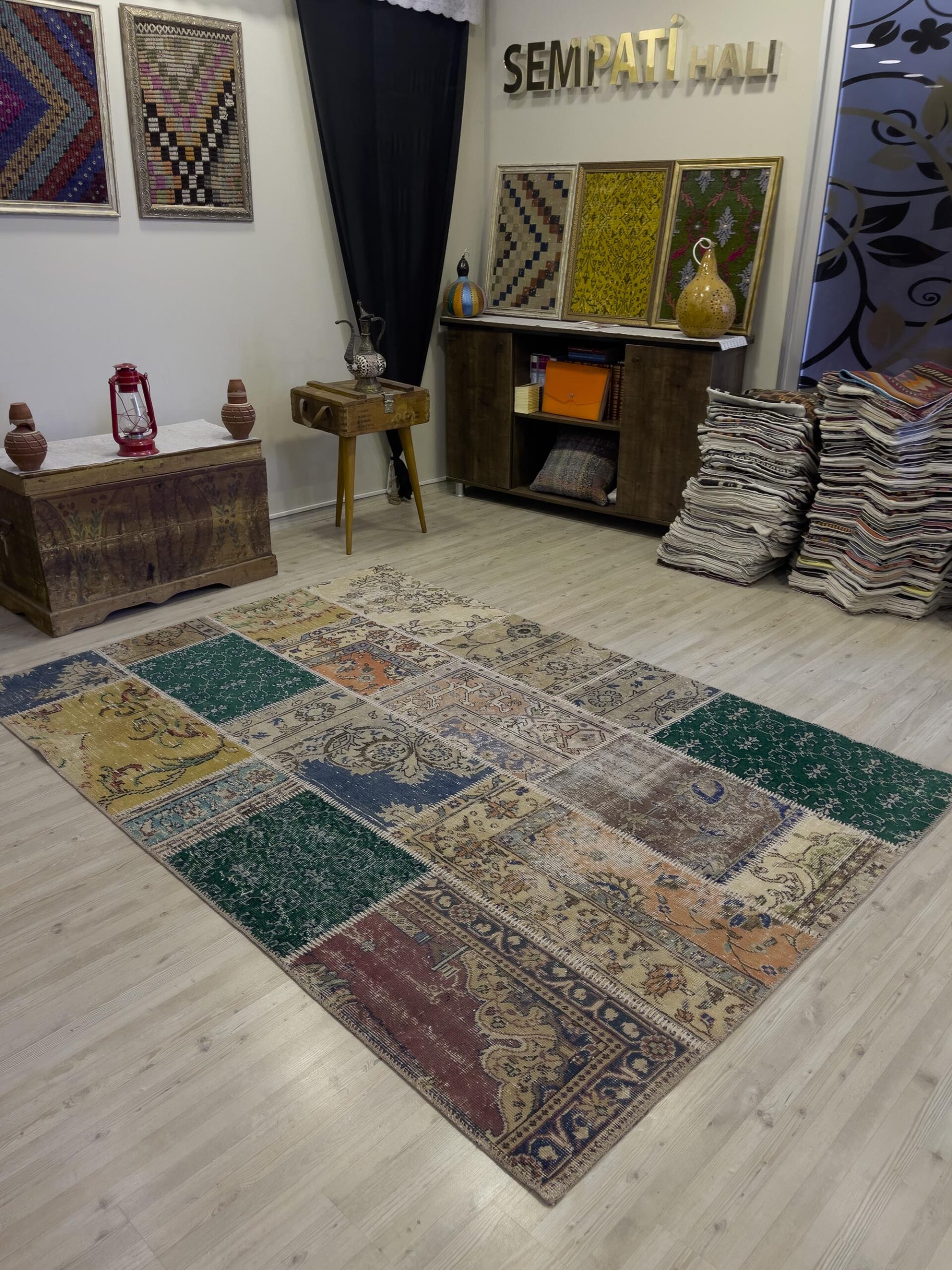 A Unique and Beautiful Custom Patchwork Rug — detail view 5, handmade vintage rug